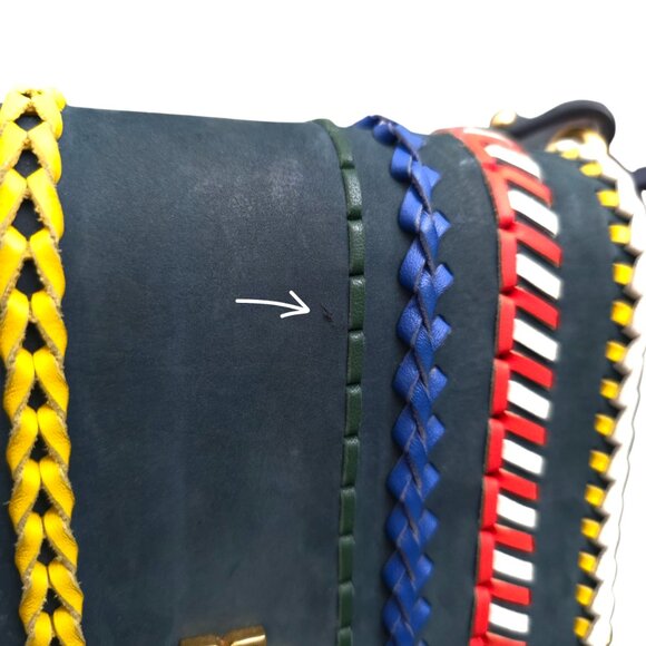 Tory Burch Kira Whipstitch Navy Suede Leather Mini Crossbody Shoulder Bag‎ - Picture 9 of 12